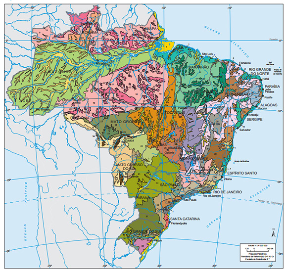 Mapa das unidades de relevo do Brasil